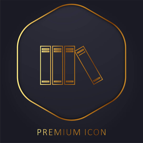 Books Arranged Vertically golden line premium logo or icon