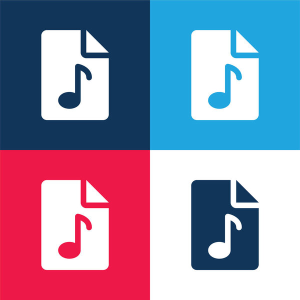 Аудио Файл синий и красный четыре цвета минимальный набор значков