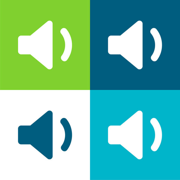 Аудио Заполненный динамик интерфейса Плоский четырехцветный минимальный набор иконок