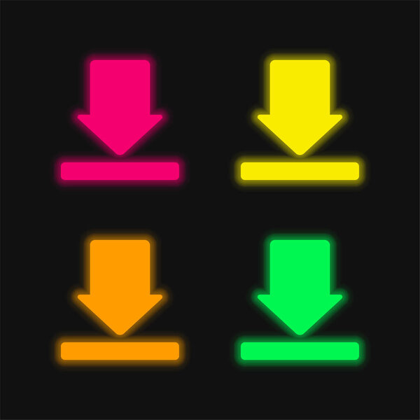 Arrow four color glowing neon vector icon