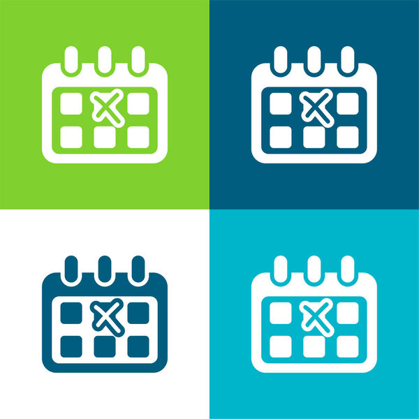 Birthday Flat four color minimal icon set