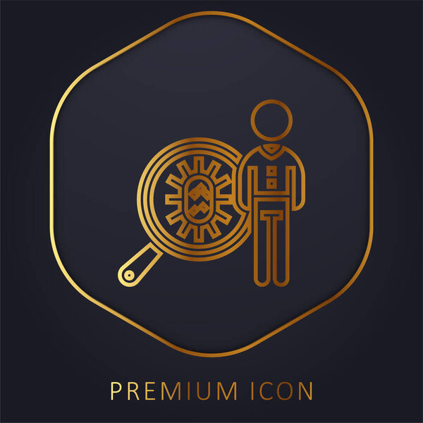 Bacteria golden line premium logo or icon
