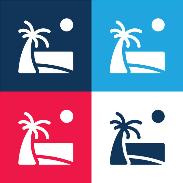 Пляжный синий и красный четыре цвета минимальный набор значков