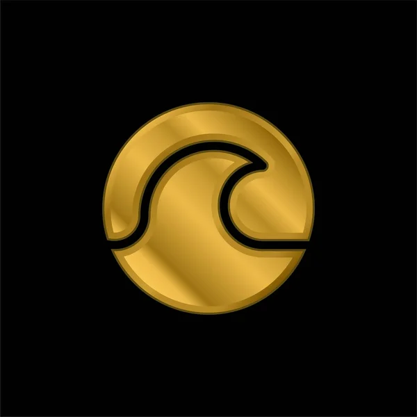 Beach Gold Plated Metalic Icon Logo Vector — Stock Vector
