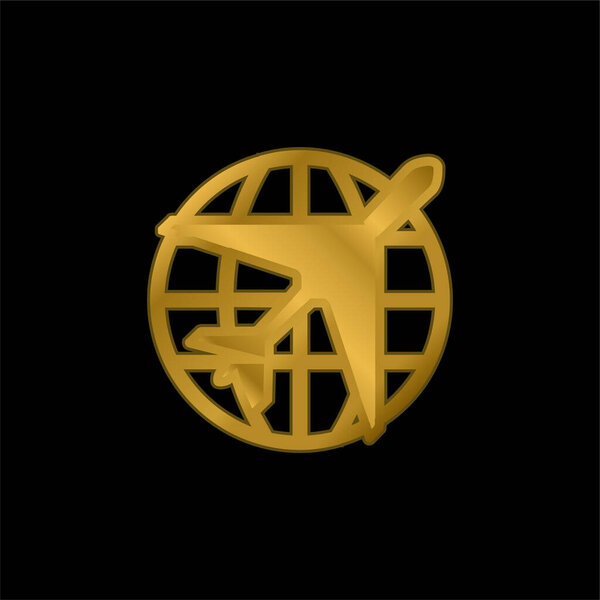 Позолоченная икона аэропорта или вектор логотипа