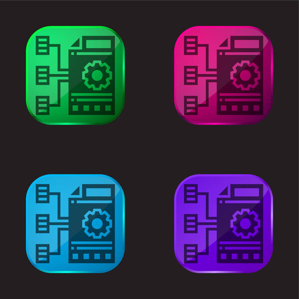 Aggregate four color glass button icon