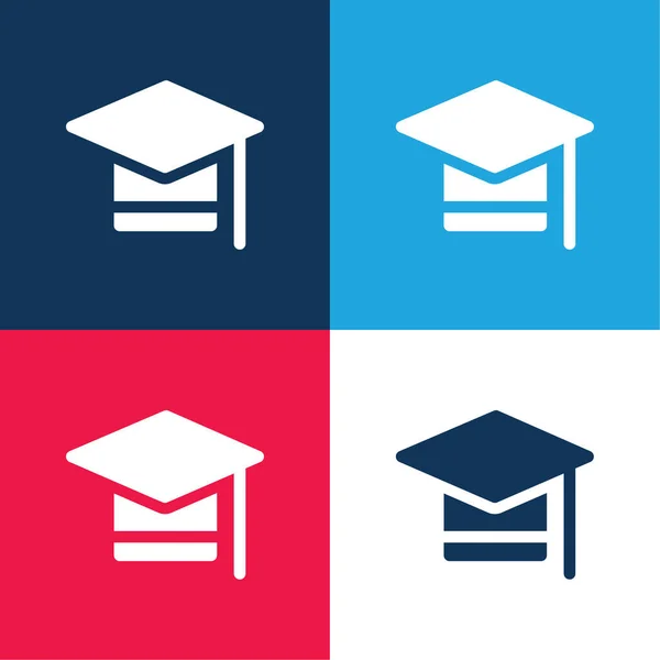 Bachelors Degree Blau Und Rot Vier Farben Minimalen Symbolsatz — Stockvektor