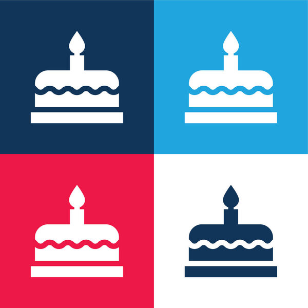 Birthday Cake blue and red four color minimal icon set