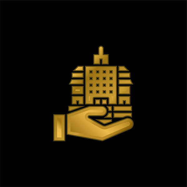 Bank gold plated metalic icon or logo vector