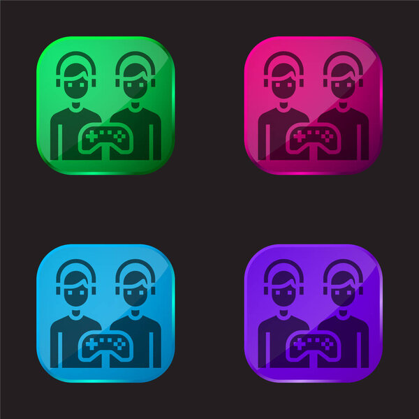 Battle four color glass button icon