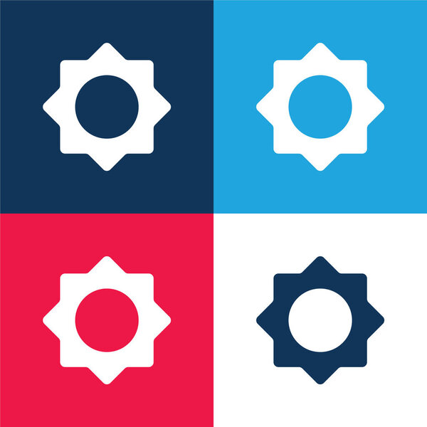 Astrological Sun blue and red four color minimal icon set