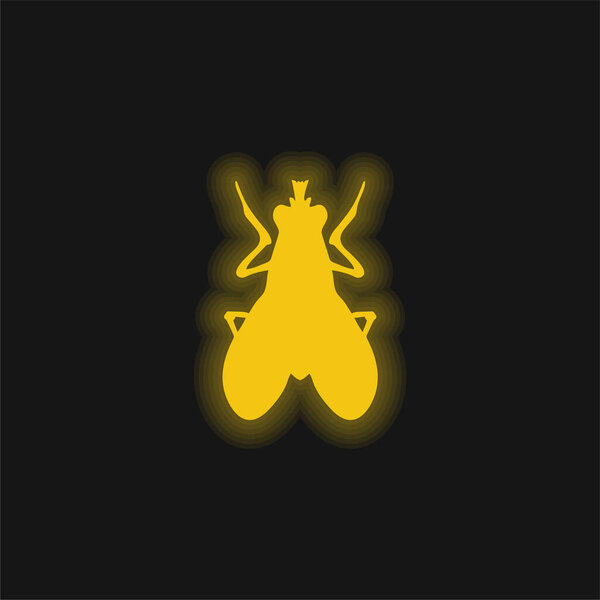 Blow Fly Insect Shape yellow glowing neon icon