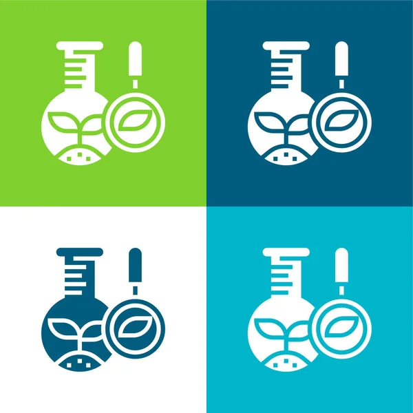 Biology Flat Four Color Minimal Icon Set — Stock Vector