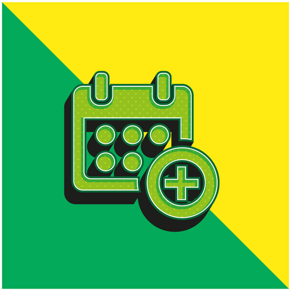 Add Calendar Symbol For Events Green and yellow modern 3d vector icon logo