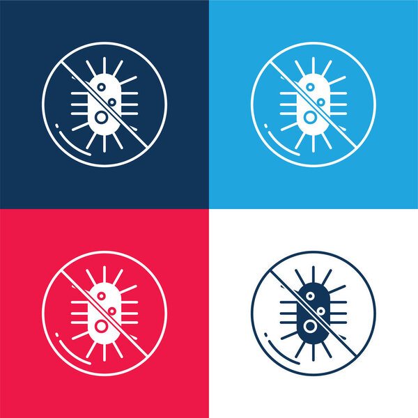 Bacteria blue and red four color minimal icon set