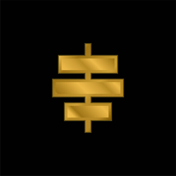 Выровнять центр позолоченный металлический значок или вектор логотипа