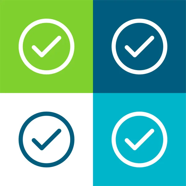 Akzeptieren Circular Button Outline Flat Four Color Minimal Icon Set — Stockvektor