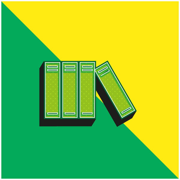 Books Arranged Vertically Green and yellow modern 3d vector icon logo