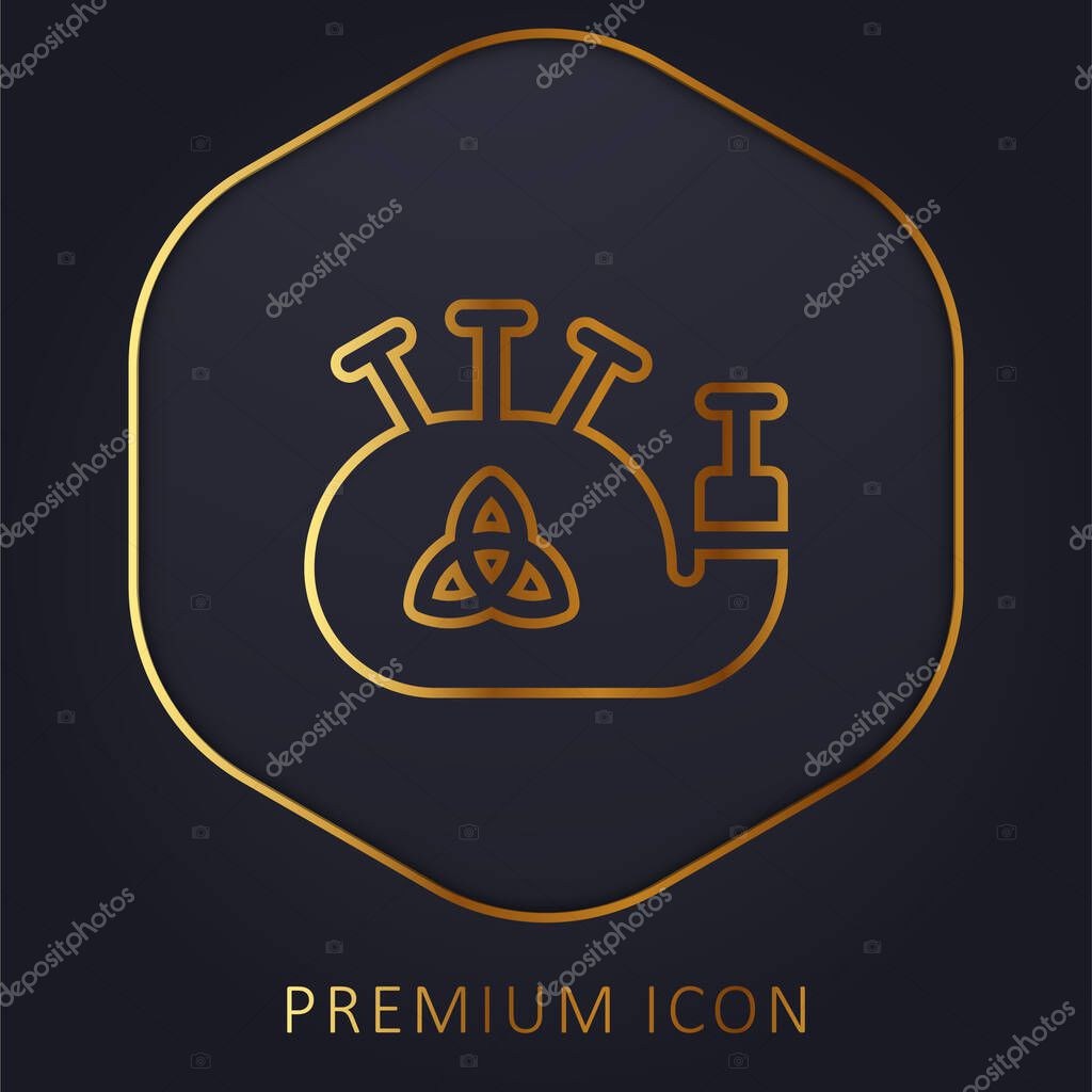 Bagpipe golden line premium logo or icon