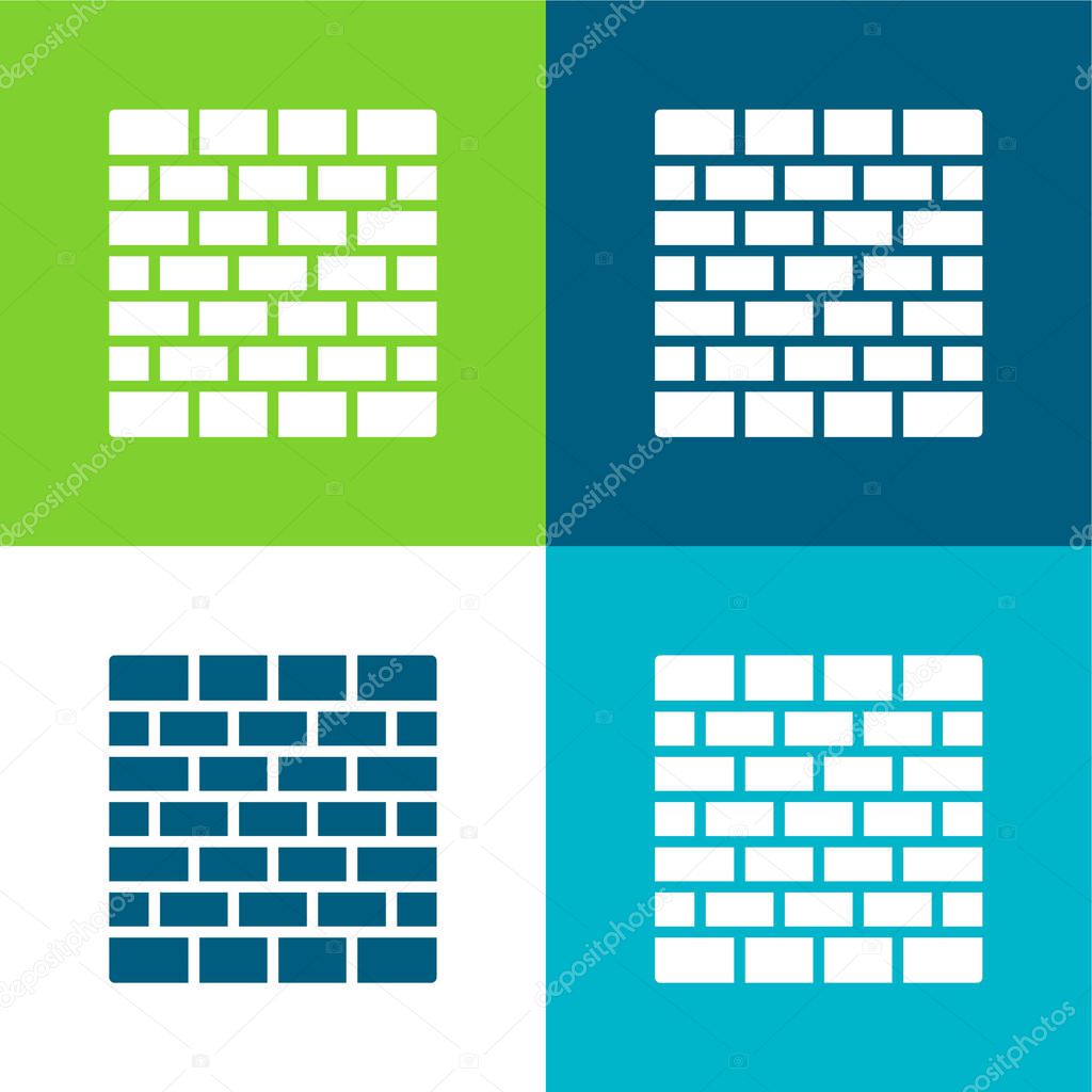 Brick Wall Flat four color minimal icon set