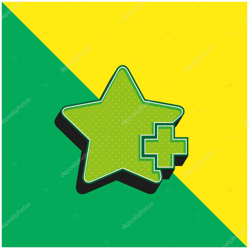 Add A Star Interface Symbol Green and yellow modern 3d vector icon logo