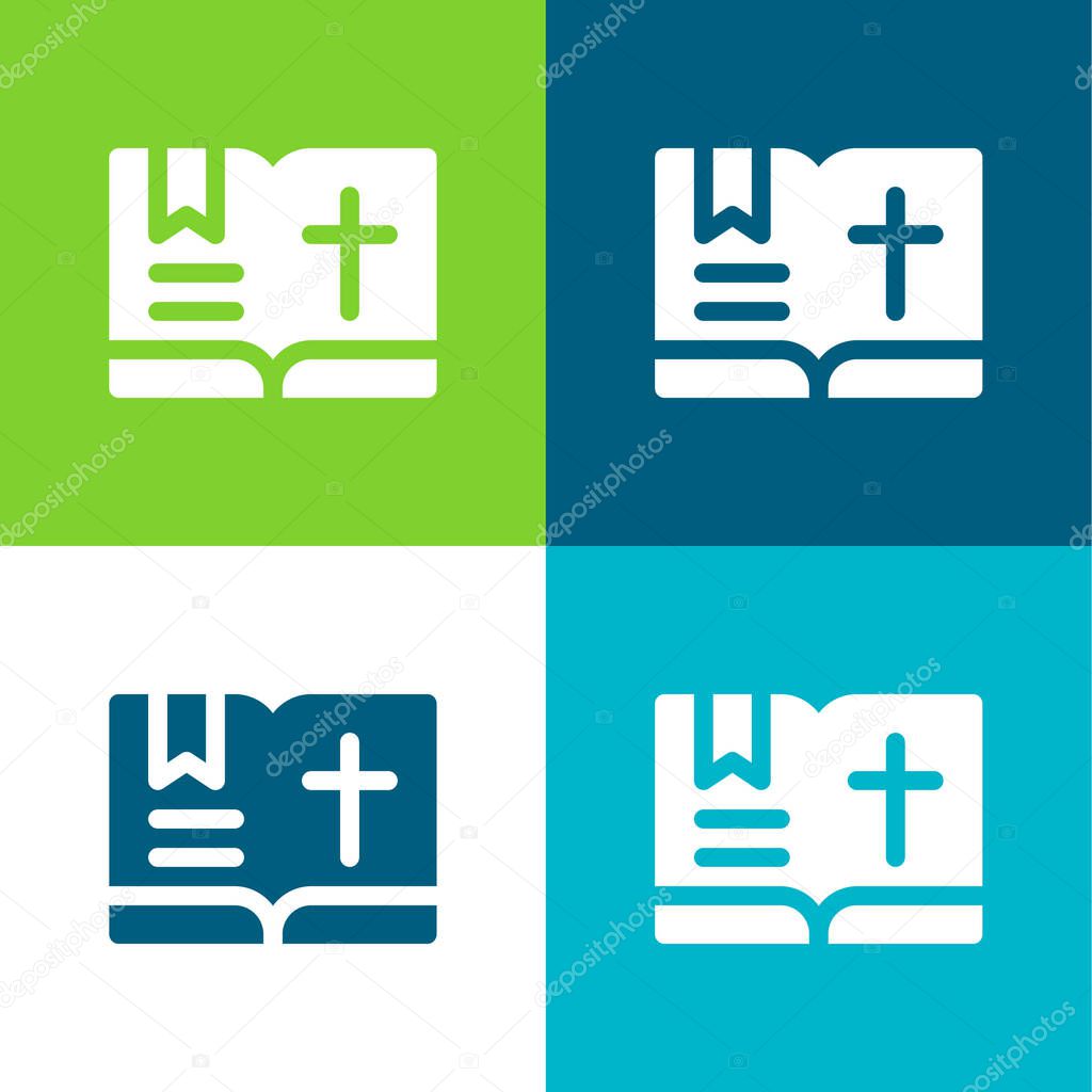 Bible Flat four color minimal icon set