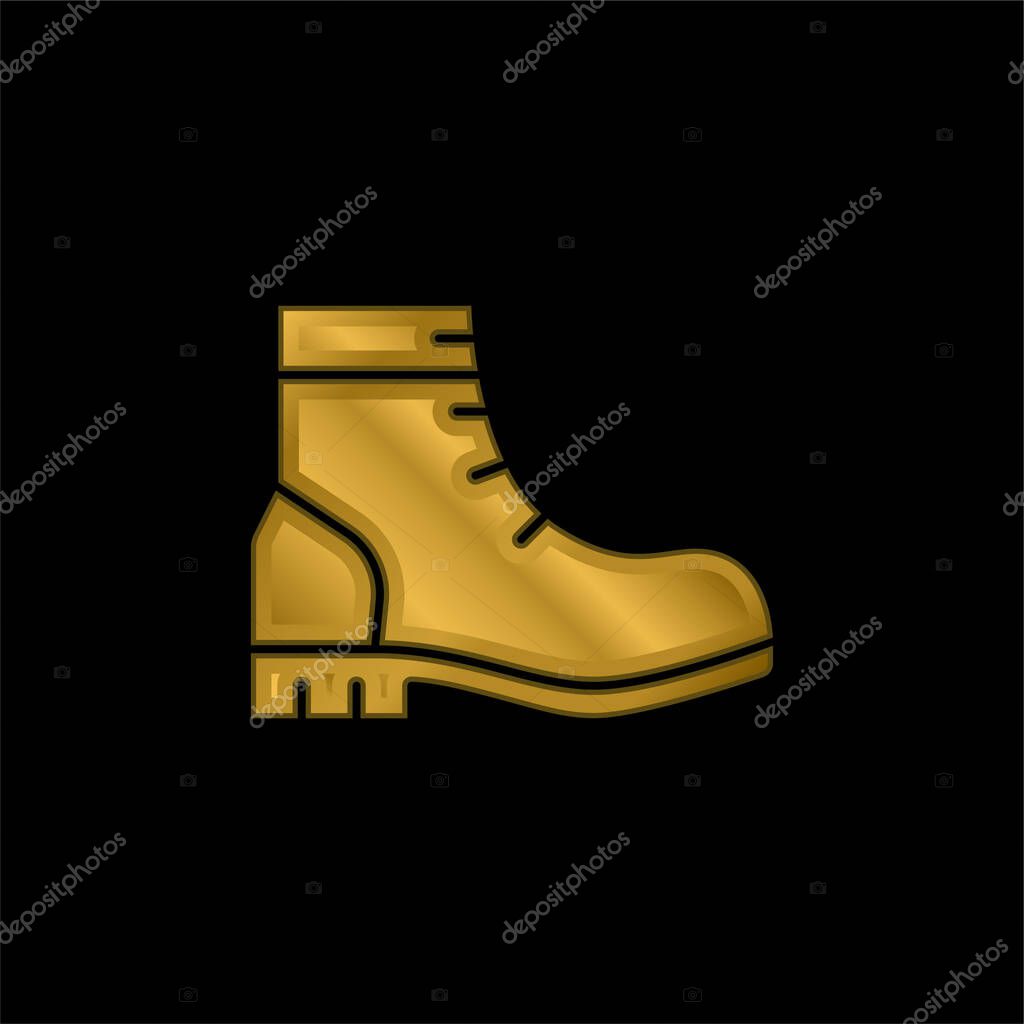 Boots gold plated metalic icon or logo vector