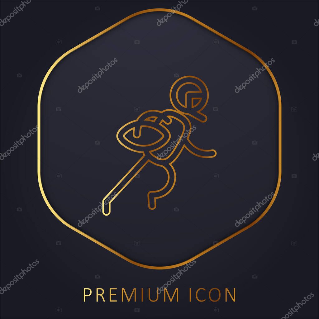 American Football Player golden line premium logo or icon