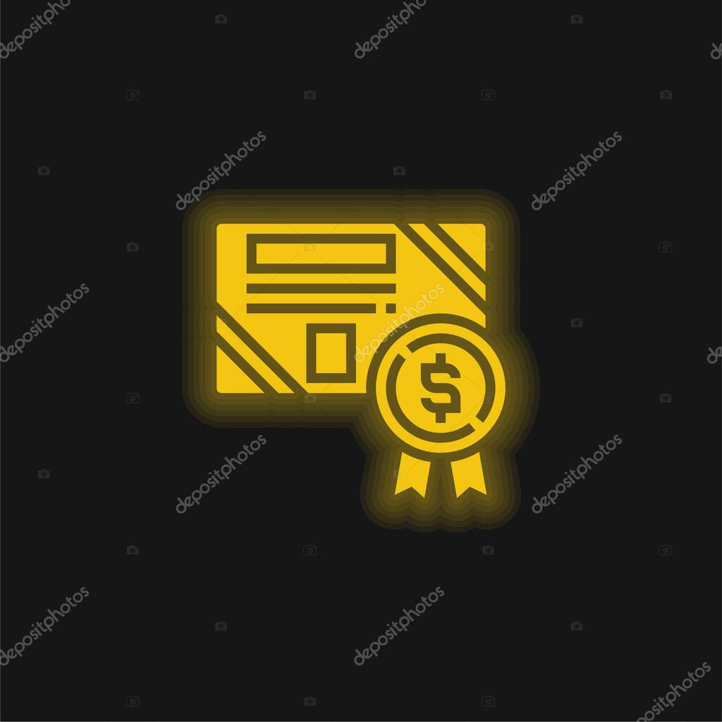 Bond yellow glowing neon icon
