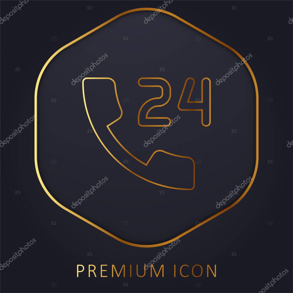 24 Hours golden line premium logo or icon