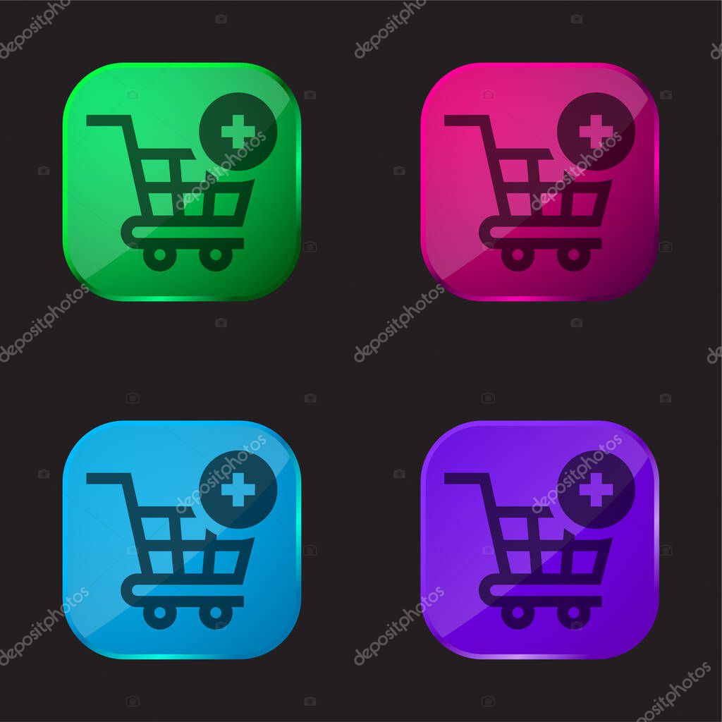 Add To Cart four color glass button icon