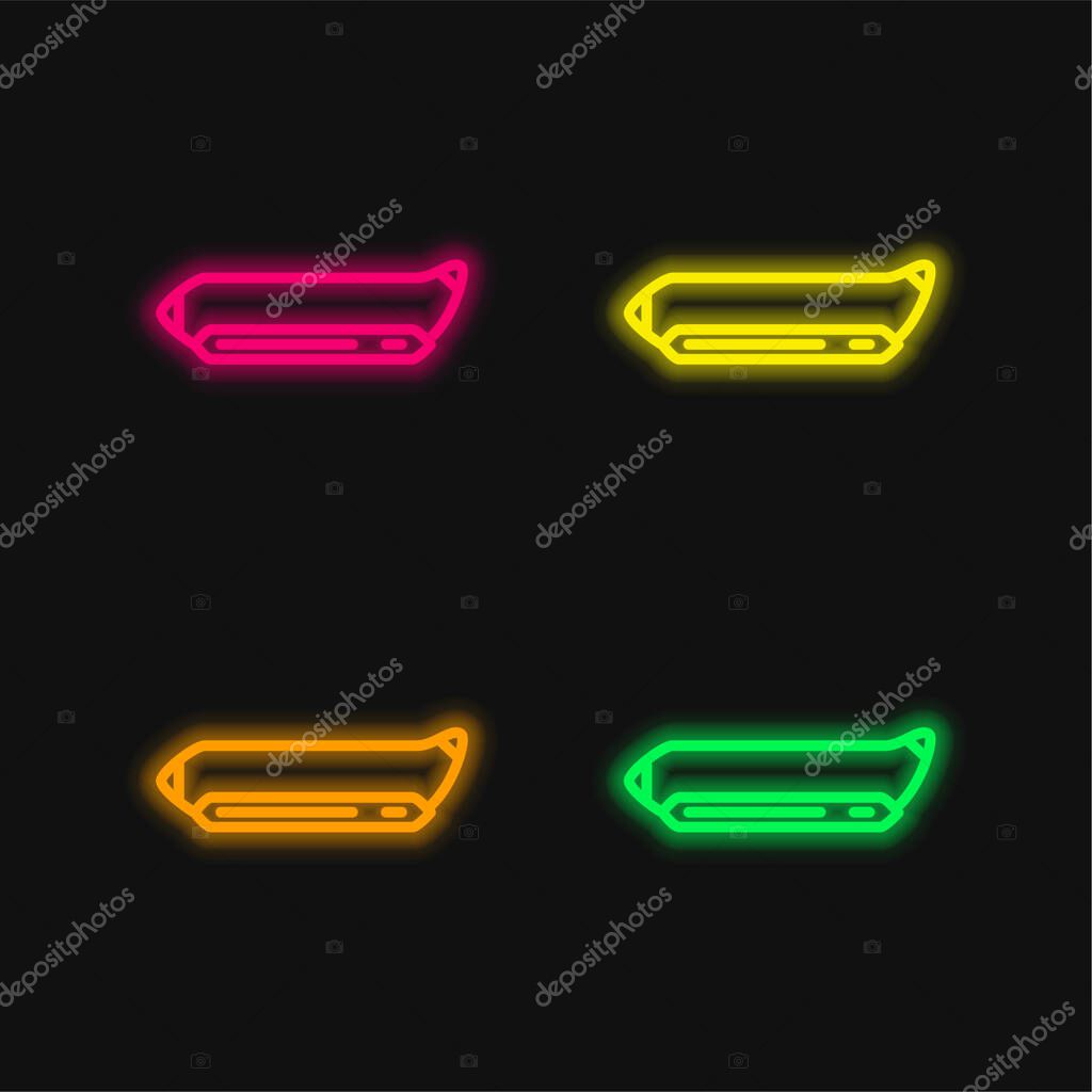 Banana Boat four color glowing neon vector icon