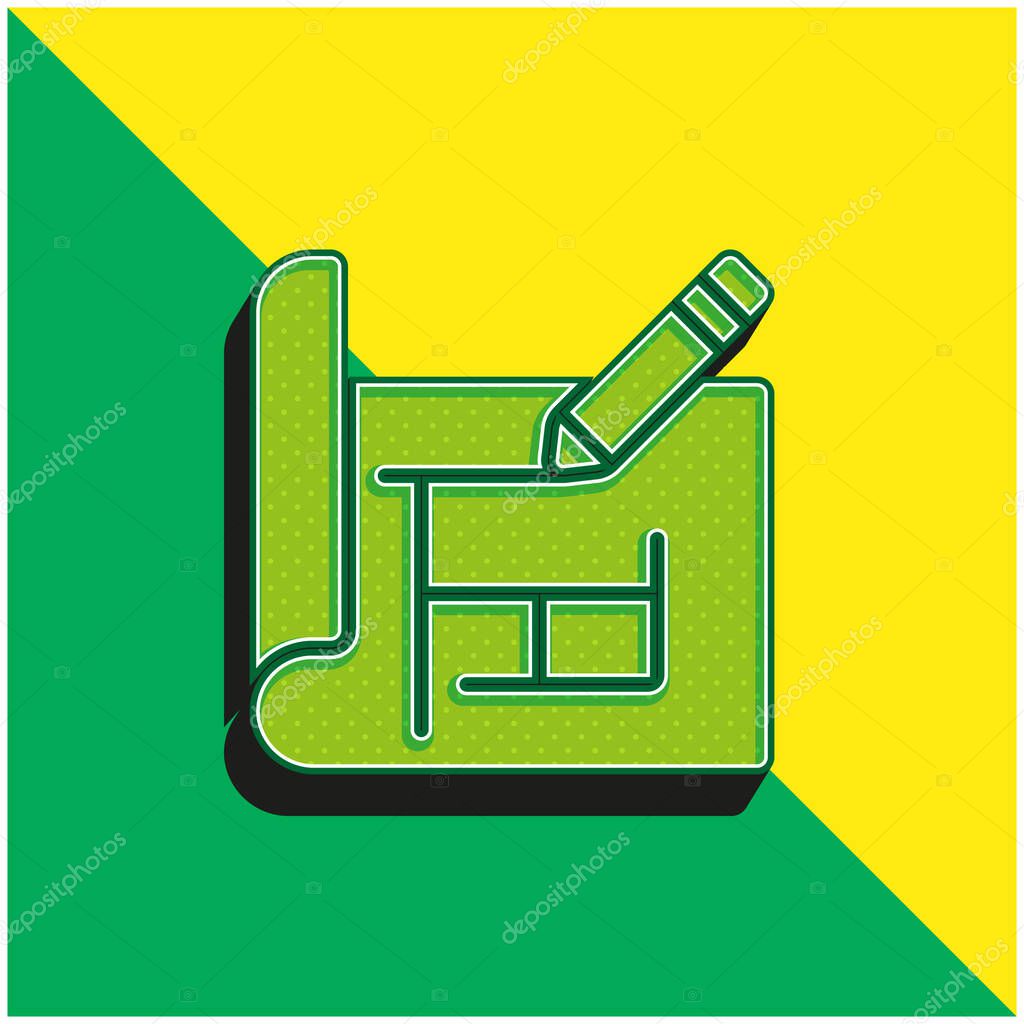 Blueprint Green and yellow modern 3d vector icon logo