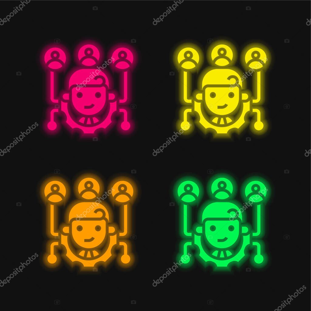 Affiliate Marketing four color glowing neon vector icon