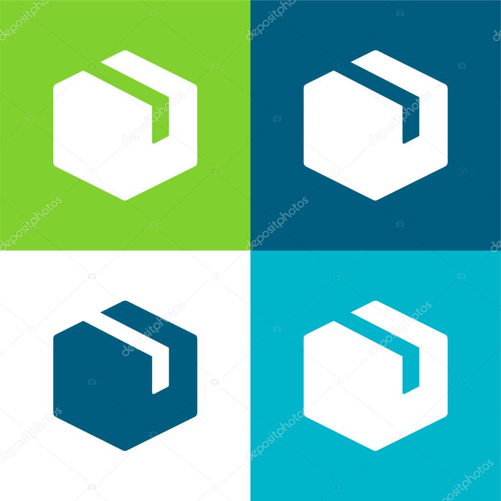 Box Flat four color minimal icon set