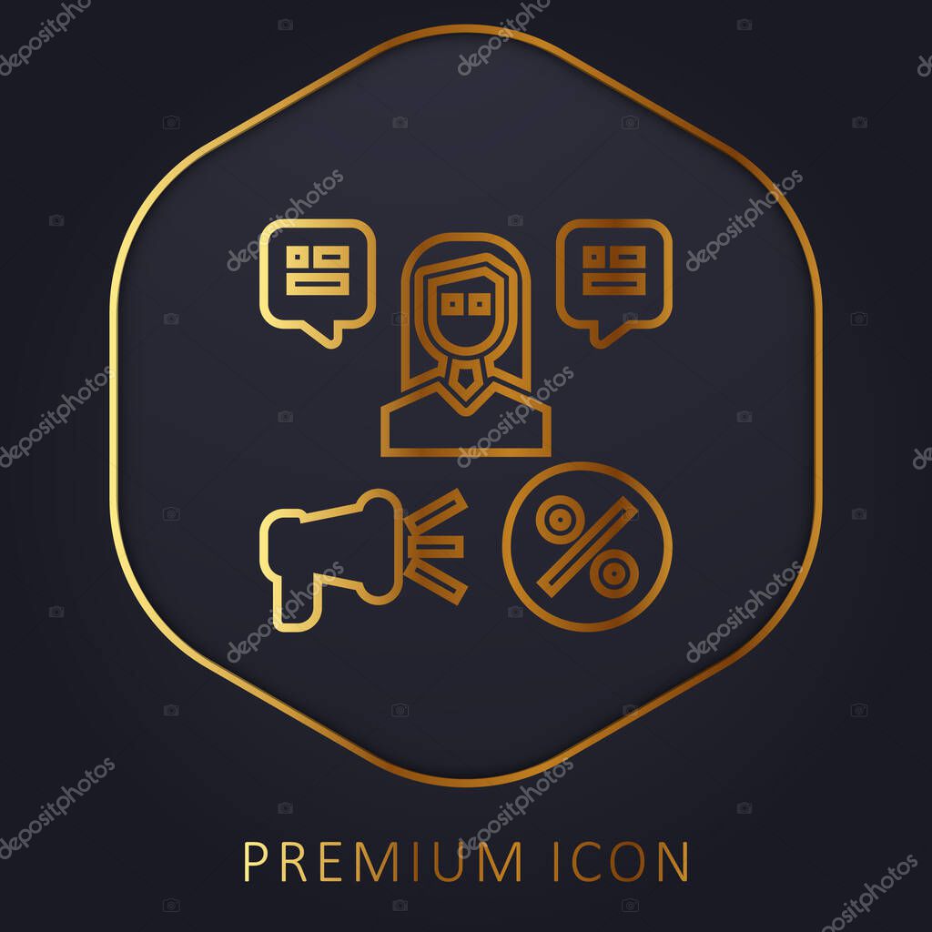 Announcement golden line premium logo or icon