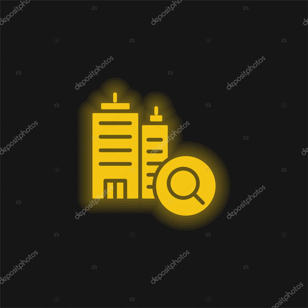 Booking yellow glowing neon icon