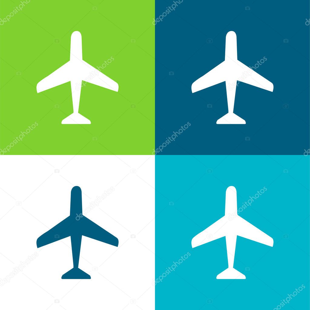 Airplane Flat four color minimal icon set