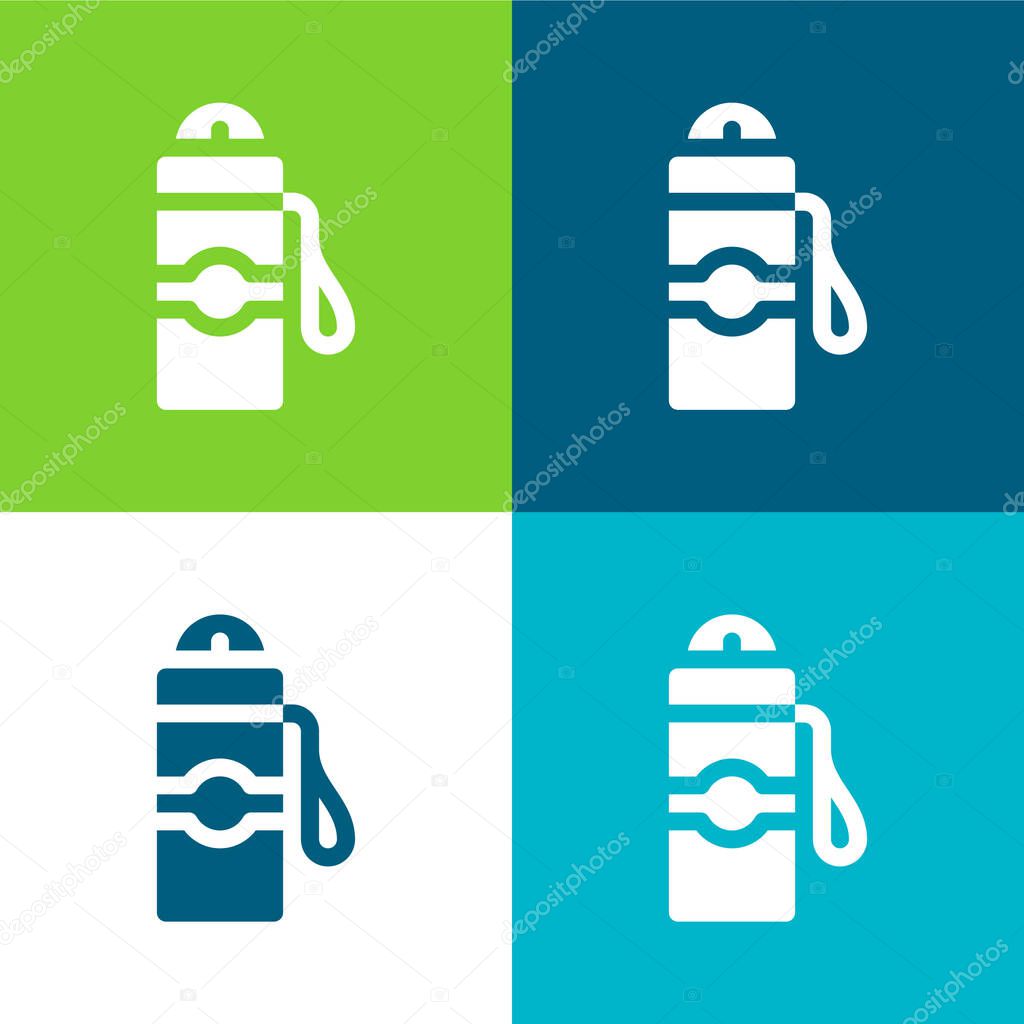 Bottle Flat four color minimal icon set