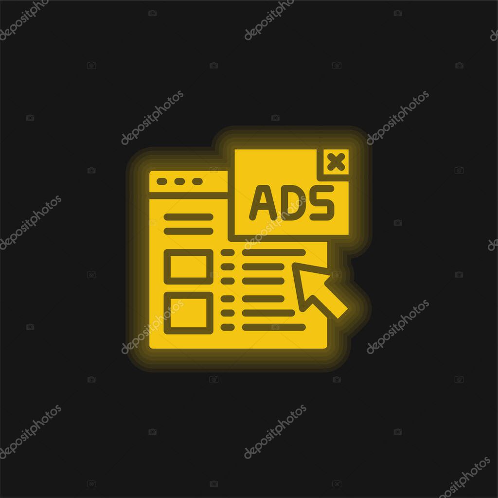 Advertising yellow glowing neon icon