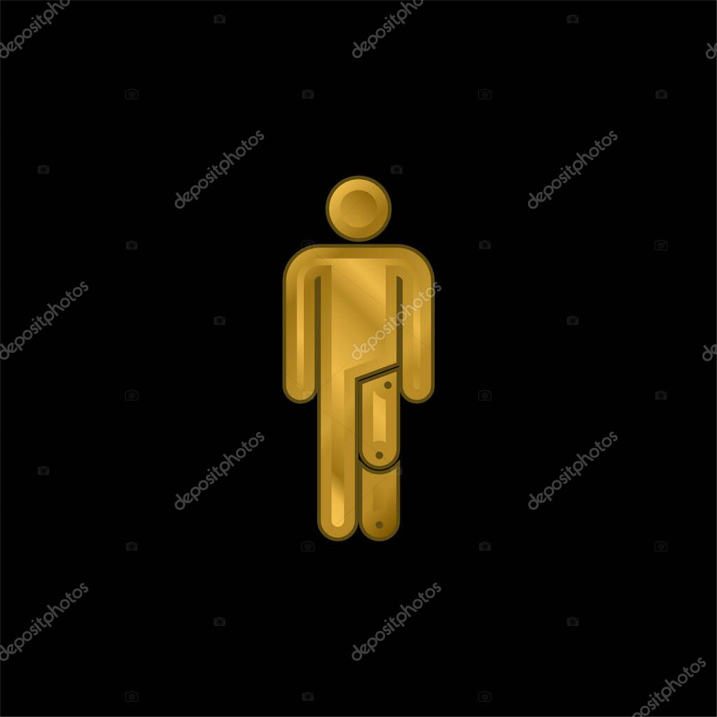 Amputee gold plated metalic icon or logo vector