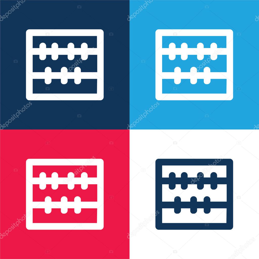 Abacus Maths Tool blue and red four color minimal icon set