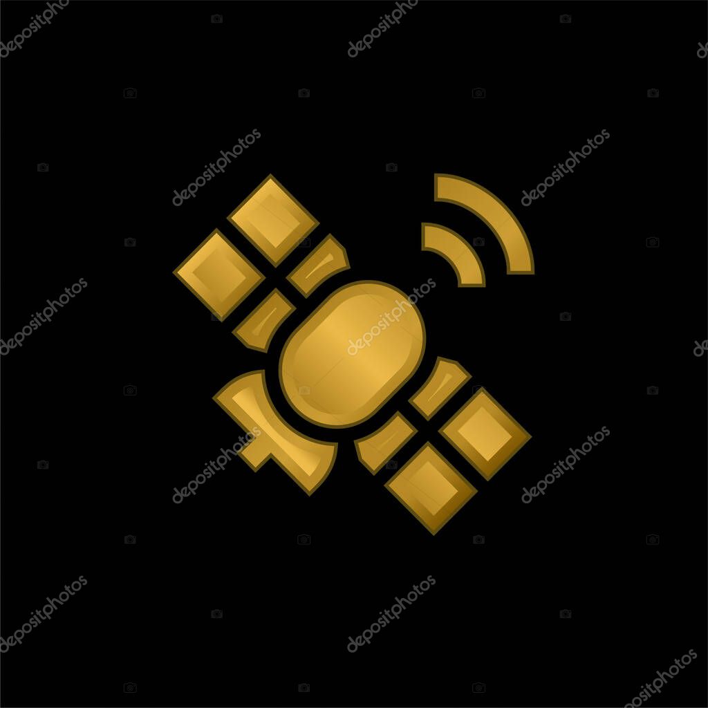 Antenna gold plated metalic icon or logo vector