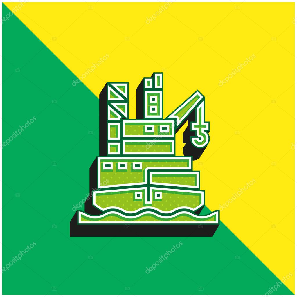 Barge Green and yellow modern 3d vector icon logo