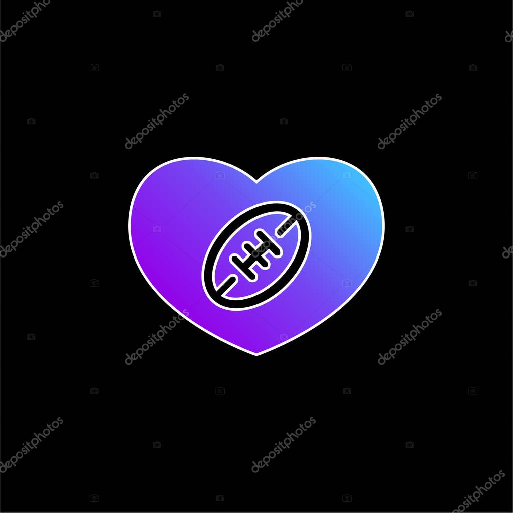 American Football Heart blue gradient vector icon