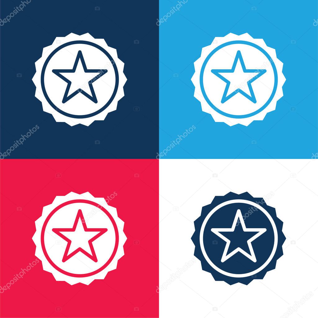 Award blue and red four color minimal icon set