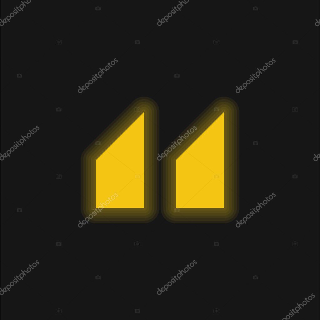 Blocks With Angled Cuts yellow glowing neon icon