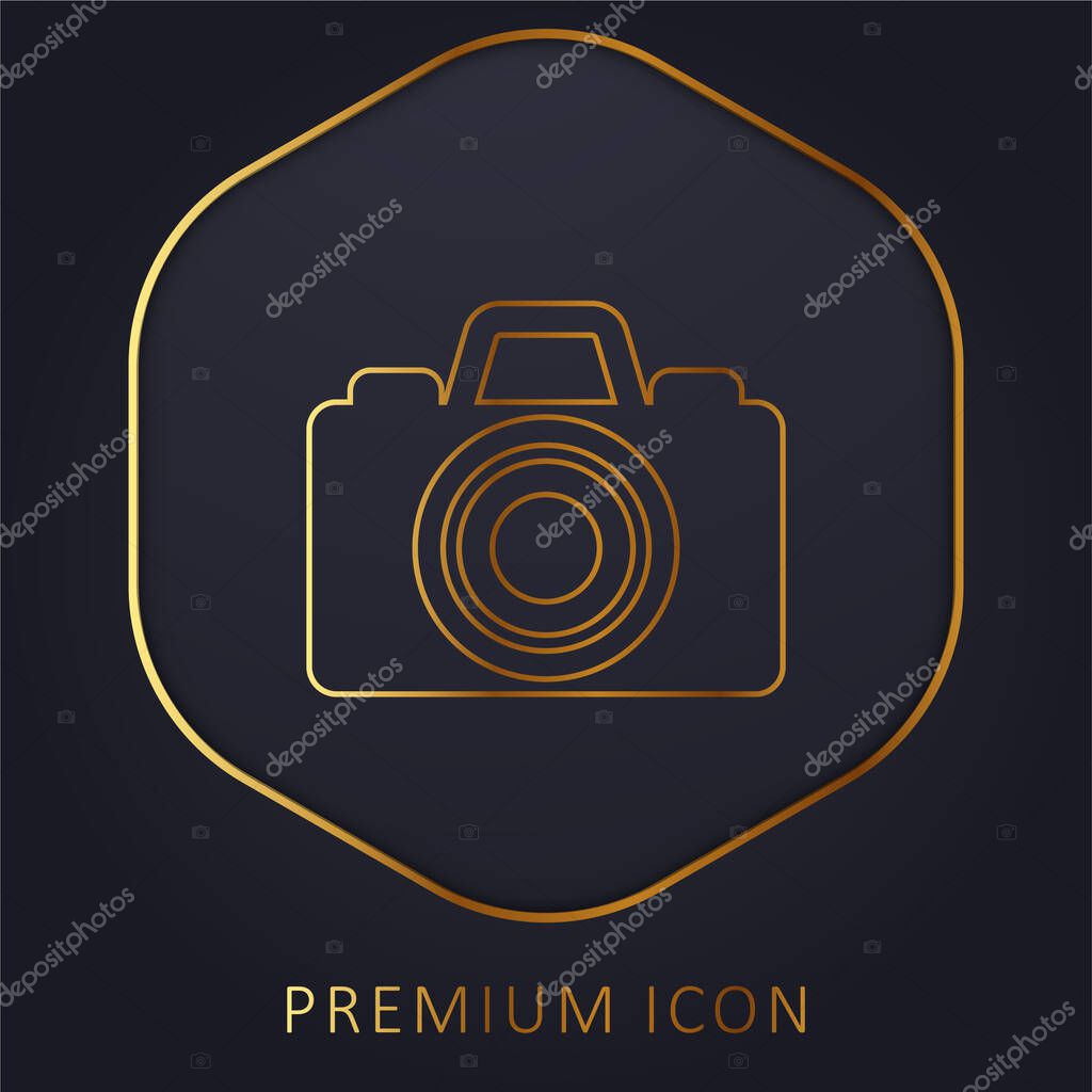 Black Camera golden line premium logo or icon