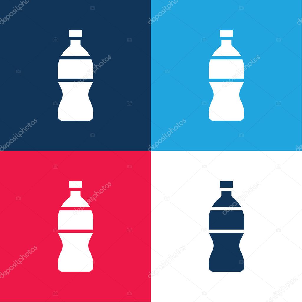 Bottle blue and red four color minimal icon set