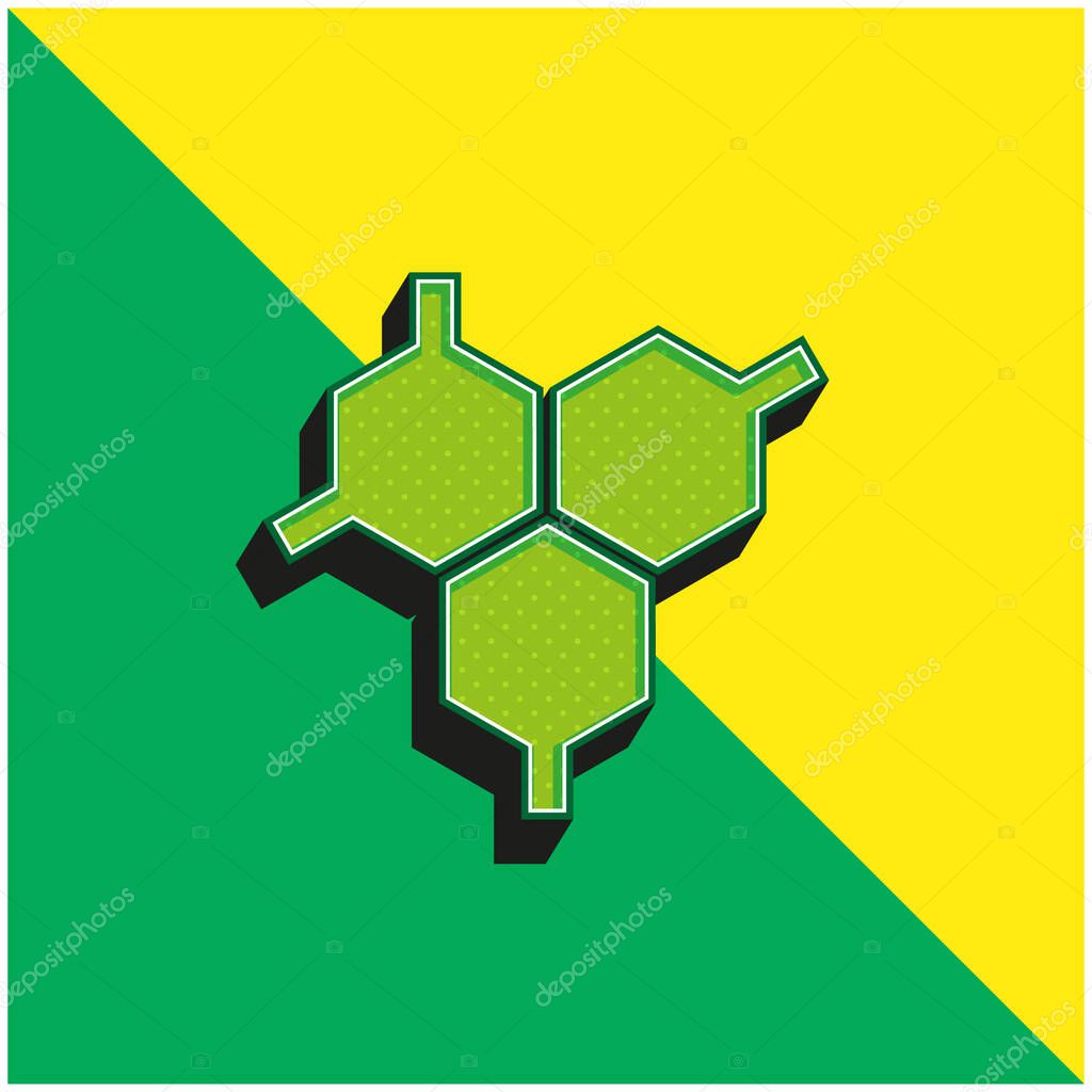 Biological Molecule Green and yellow modern 3d vector icon logo